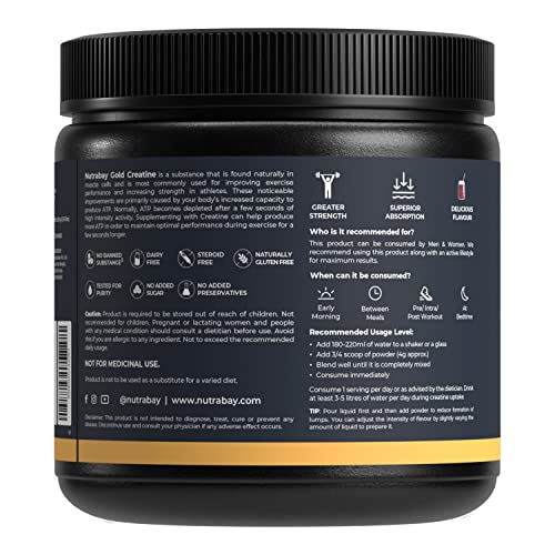 Nutrabay Gold Micronised Creatine Monohydrate Powder 3000mg Creatine per Serving, NABL Lab Tested – Increases Muscle Mass, Strength & Power – Pre/Post Workout Supplement – 250g, Cola - Image 2 thumbnail