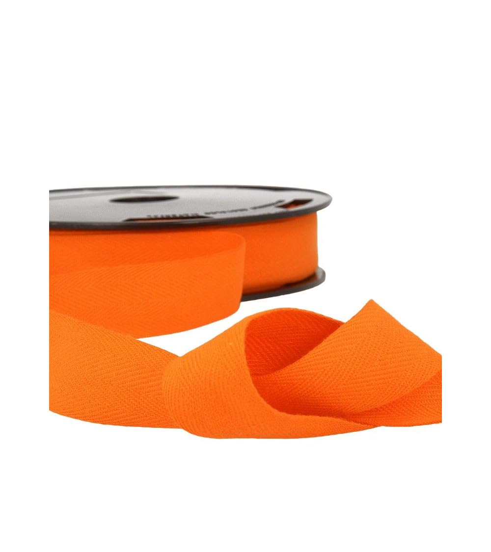 Galon sergé coton orange 30mm ZephyrTissus pour finitions de vêtements et sacs