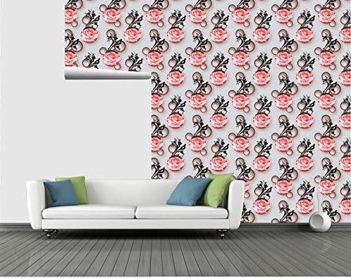 Image of CABANA HOMES Wall Stickers Botanical DIY 3D Flower Wallpaper for Decals (45 x 125 cm, 2 Rolls) (12 sq. ft) Decorative Self Adhesive Home Decor Bedroom Living Room Drawing Room, Grey