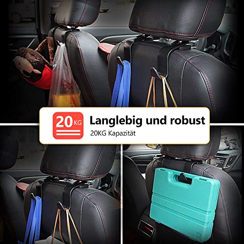 WUJUN 4 Stück Autositz Zurück Haken -Sitz KopfstüTzen Auto Haken für Lebensmittel-Taschen, Handtaschen, Kleidung Tragbare Veranstalter Inhaber