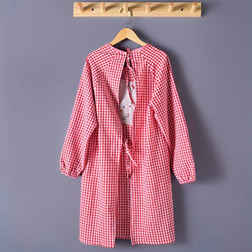 最安値 Bole Kk チェック柄 割烹着 エプロン 女性用 かっぽう着 保育士 料理 かわいい キャラクターおしゃれ 長袖 猫柄 ロング 猫hの価格比較