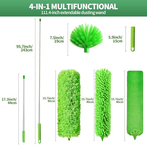 Image of dusters for Cleaning extendable Long Handle,Webster Cobweb Duster with Extension Pole,Spider Web Remover Brush with Pole,Outdoor Web Cleaner Outside for use on Ceilings, cabinets, Walls, Light