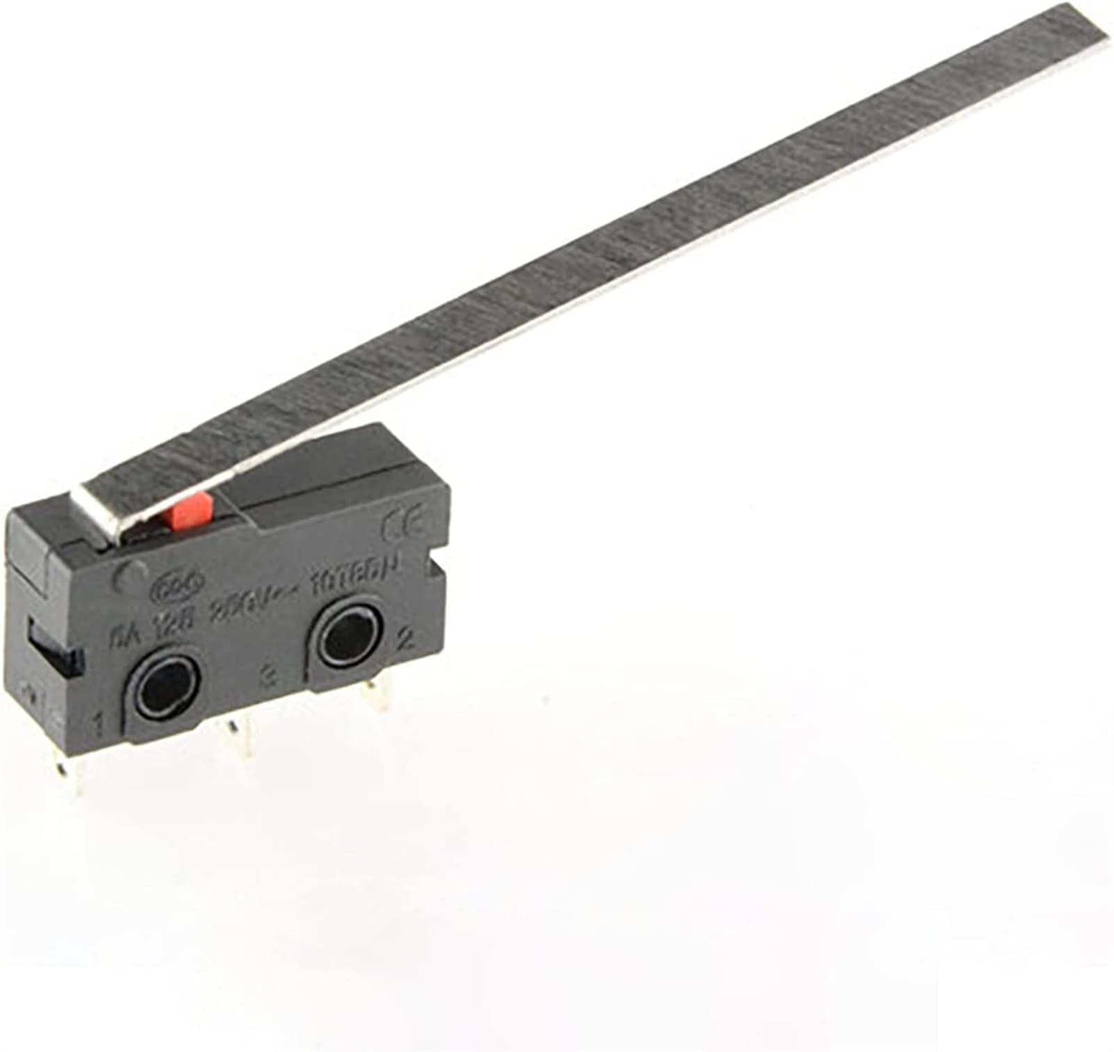 Microinterruptores, 5 uds., microinterruptor NO NC, 2 posiciones, 3 pines, interruptor de límite momentáneo, 5A, 250VAC, brazo de palanca Extra largo, interruptor de carrera de acción a presión, KW12-