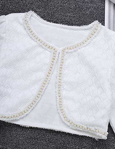 Iefiel Kids Girls Beaded Bolero Wedding Flower Dress Jacket Shrug Short Cardigan White Lace Beaded 10-12 #TOP5