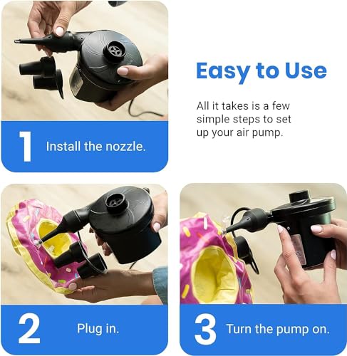 Image of AC Electric Vacuum Air Pump Rapidly Inflates /Deflates to Fill Big Balloons (Black), Air Bags, mattresses, Sofas, beds, Swimming Pool Tubes, Toys, and air Bags Every Big Volume Inflatable