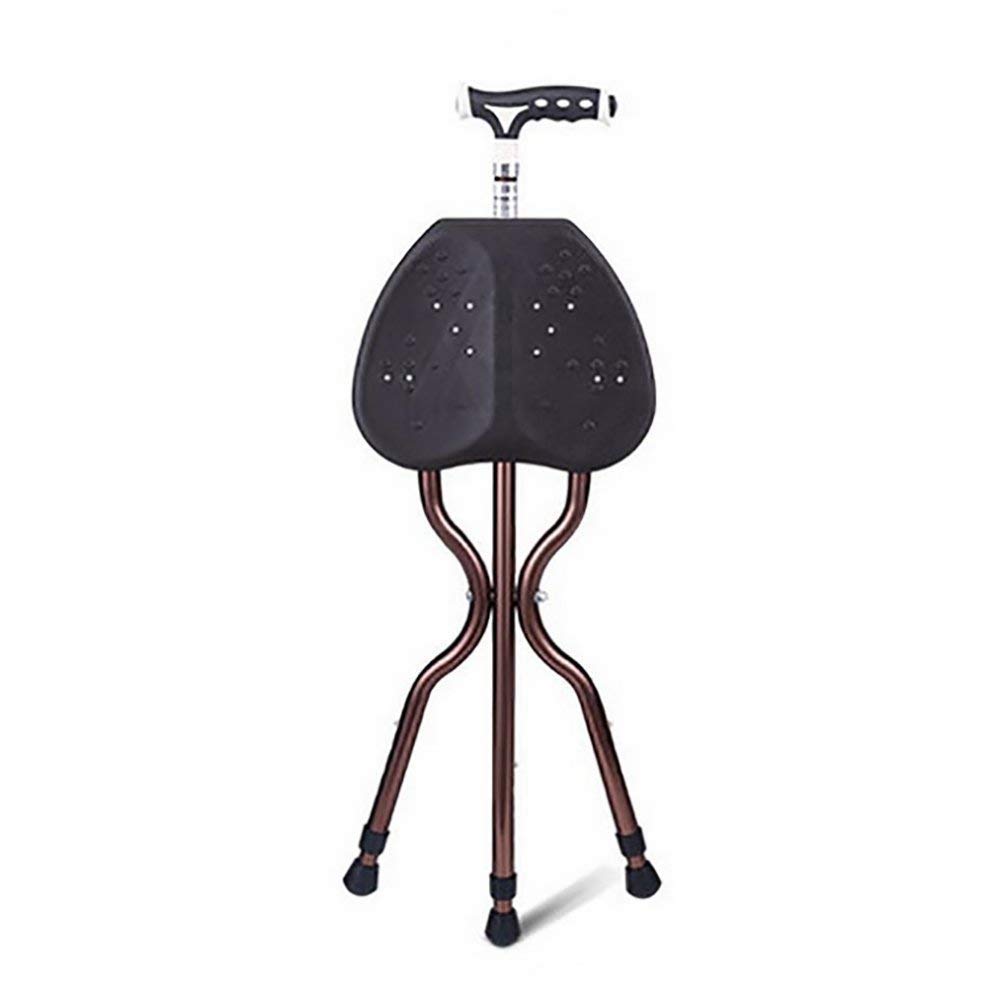 Bastón Plegable, Ligero, de Altura Ajustable, Asiento, bastón, Taburete de Descanso de Pesca portátil con luz Led para Personas Mayores, muletas
