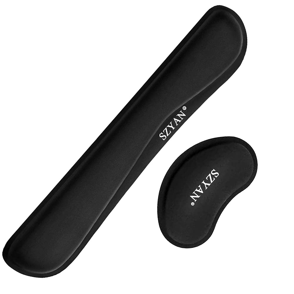 SZYAN Keyboard Wrist Rest Pad and Mouse Wrist Rest Pad, Ergonomic Arm Rest for Keyboard Mouse Set Superfine Fibre Memory Foam Support for Computer, Laptop, Office, Home, Pain Relief