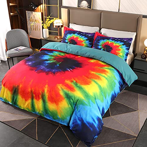 Encoft Boho Duvet Cover Tie Dye Twin Size Bedding Set For Kids Colorful Hippie Psychedelic Print Comforter Cover With 1Pillow Shams #TOP1