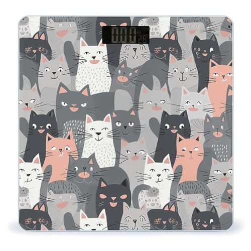 Báscula digital de baño con diseño de gatos grises miniatura 1