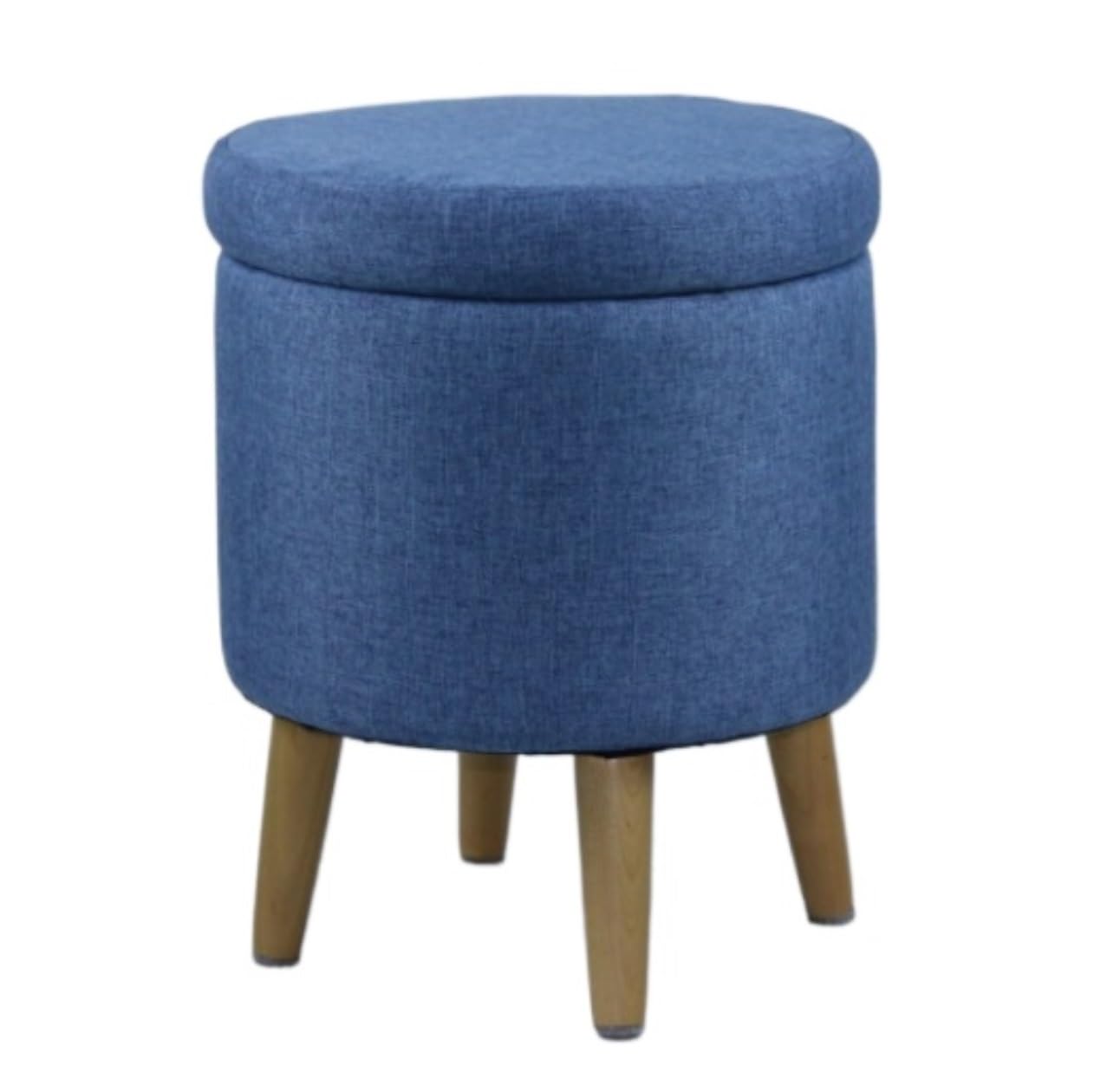 Ottomana Salón Reposapiés con Tapa Extraíble, Asiento Acolchado Espacio Oculto Y Patas De Madera Asiento Extra(Blue)