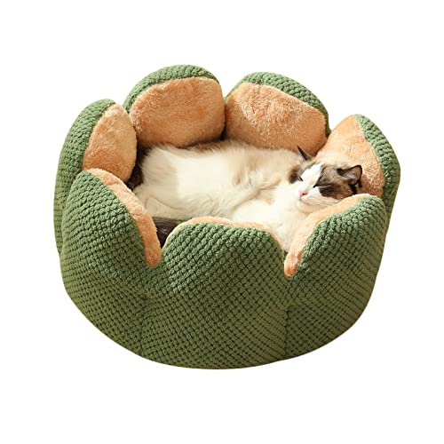 Koomuao Rond Lit de Chien Chat Doux et Confortable Panier pour Animaux de Compagnie Coussin de Lit Moelleux en Peluche pour pour Chat et Chien Petit et Moyen -...