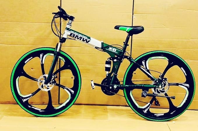 Image of Amaze Kai Dual Suspension Bikes Bm Foldable Gear Cycle for Men with 21 Speed Gear 6 Spoke | Folding Mountain Bike with Double Disc Break & Mac Wheel, 26 Inch (Green)