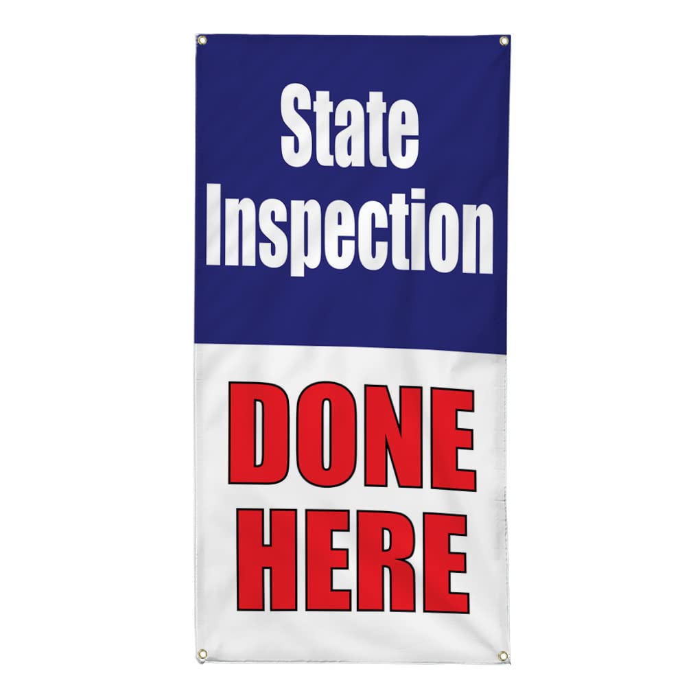 Vertical Vinyl Banner Multiple Sizes State Inspection Done Here Promotion Business Business Outdoor Weatherproof Industrial Yard Signs 6 Grommets