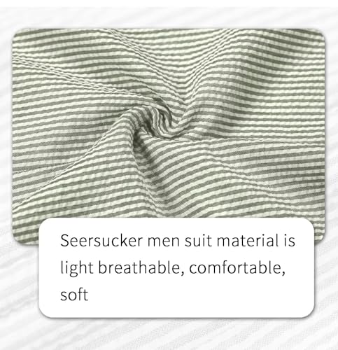 Mens Seersucker Suit Slim Fit Suits for Men Summer Striped Wedding Prom Party Dinner 2 Piece Daily Suit Jacket Blazer Pants4