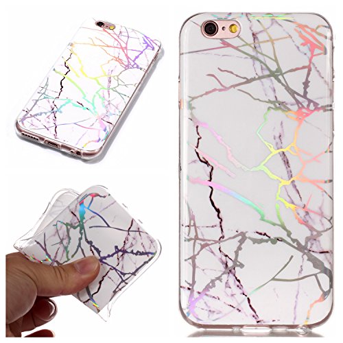 Qiaogle Teléfono Caso - Funda de TPU Silicona Carcasa Case Cover para Apple iPhone 6 Plus/iPhone 6S Plus (5.5 Pulgadas) - YH86 / Mármol (Blanco)