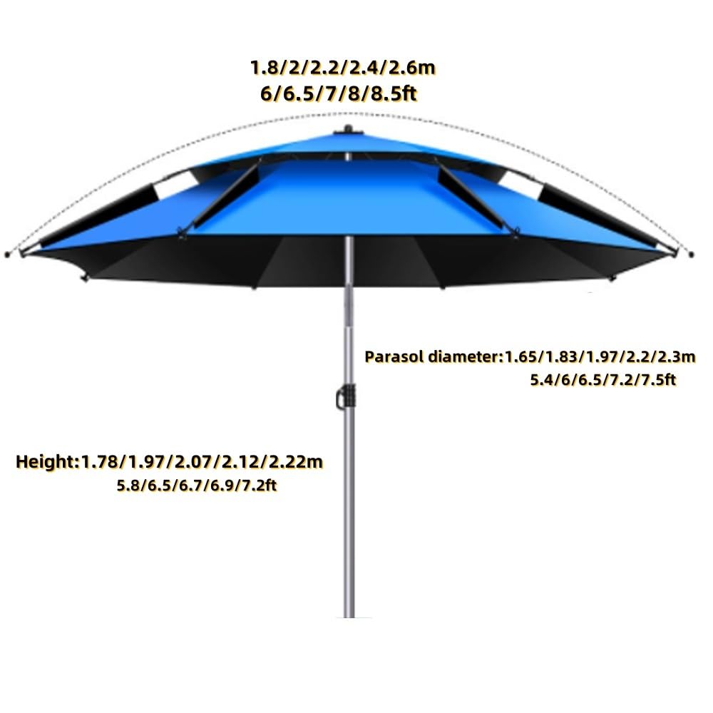 Sombrilla De Playa para Pesca/Camping Sombrilla De Pesca Portátil, Protección UV/Antiviento 220/260cm Sombrilla Jardin Exterior con Ancla De Arena(Red,260cm/8.5ft)