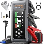 9-in-1 5000A 150PSI Démarreur de saut de batterie de voiture avec Air Compresseur (tous Gas/9L Diesel), Batterie Portable Booster Pack, Démarreur Safe Durable de Voiture Jumper avec Câbles de Jumper Extended, Gants, Lumière