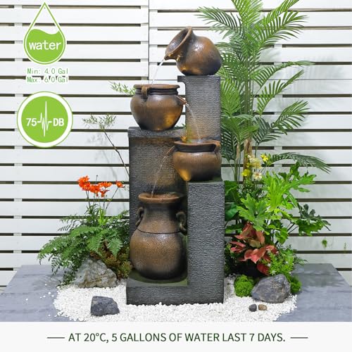 Bumilgar 53''H Water Fountain Outdoor Garden Fountain Large- 4 Tiered Cascading Bowls And Outdoor Fountains And Waterfalls With Lights For Garden thumb #1