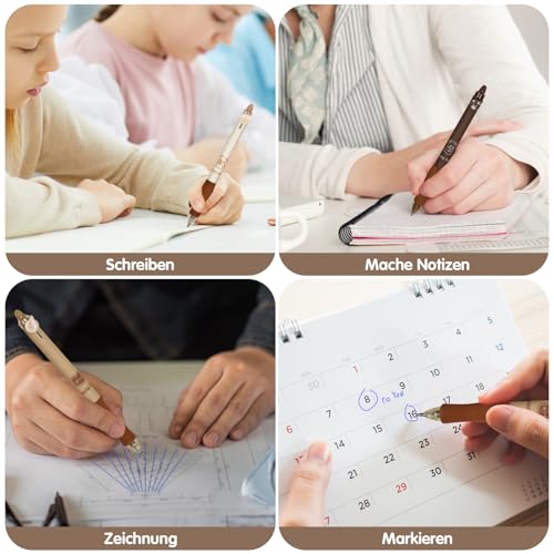 DOMAXWILL Radierbarer Kugelschreiber Tintenroller Radierbar, 4 Stück Blau Radierbare Stifte Kugelschreiber Radierbar, 0.5MM Radierbarer Tintenroller Studenten Geschenk Schule Bürobedarf Schulsachen