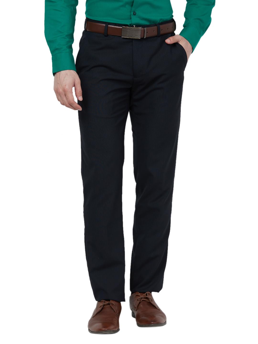 raymond Men's Slim Fit Mid Rise Plain Pattern Poly Viscose Blend Flat Front Formal Trouser-picture-33