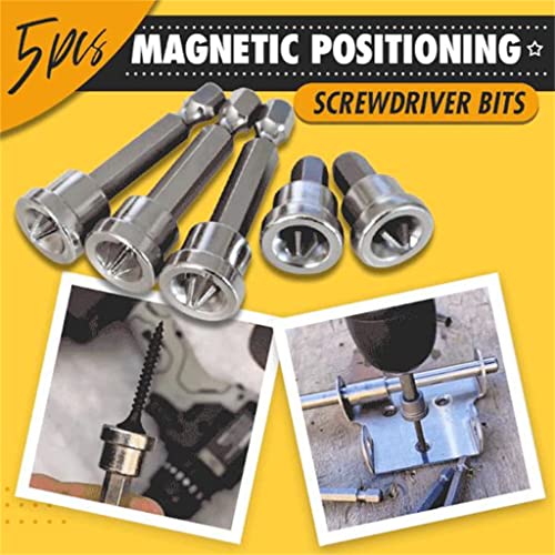 Teursa 5Pcs Set Magnetic Positioning Drywall Screw Setter Dimpler Ph2 Bits For Plasterboard Screw Hex Shank Positioning Bit Batch Head (5Pcs 50Mm) #TOP1