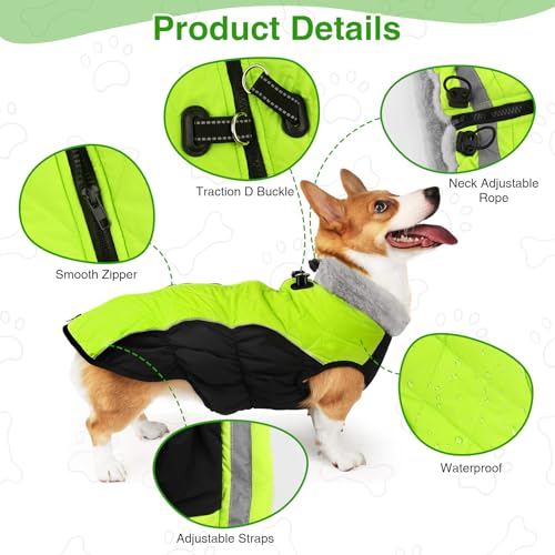 Lyneun Dog Coats Waterproof with Harness Hole, Warm Soft Windproof Jacket with Zip - Image 3