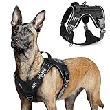 rabbitgoo Tactical Dog Harness for Large Dogs, No Pull Military Service Vest with Handle & Molle, Easy Control for Training Walking, Adjustable Reflective Straps, Black, L