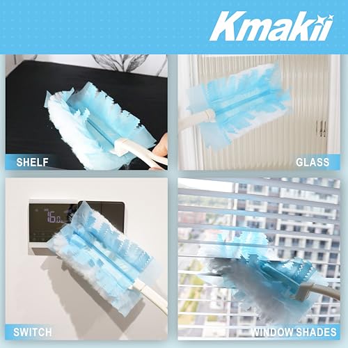 Image of KMKAII Heavy Duty Dusters Refill Disposable Blue Duster Refills Bulk Multi Surface Duster for Cleaning Furniture,Home,Office - 40Counts+2Handle