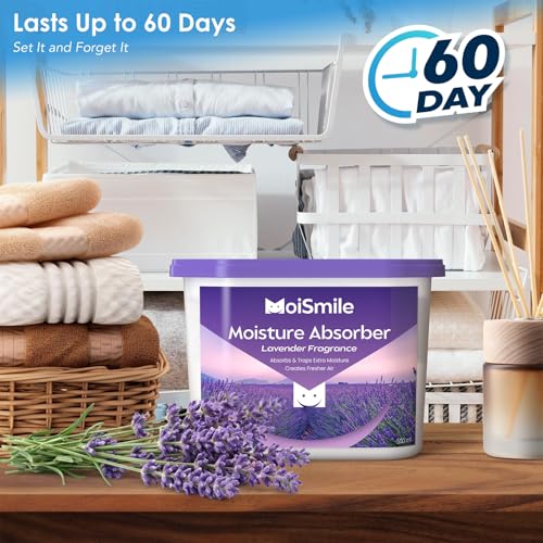 Image of Moisture Absorbers, Lavender Scent Humidity Absorber, 3 Pack, 10.5 oz Boxes | With 6 g lavender scent beads per box; non-electric dehumidifier for closets, bathrooms, basements, cars and RVs.