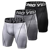 Lixada Herren 3er Pack Performance Kompressionsshorts Active Workout Unterwäsche Base Layer Strumpfhosen Kurze Leggings