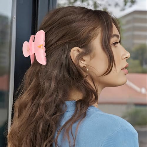 Image of 2 Pack Hair Claw Clips for Women Acrylic Claw Clips with Glitter Letter A Cute Hair Accessories for Thin or Thick Hair Bridesmaid Gifts for Wedding Day(Beige & Pink)