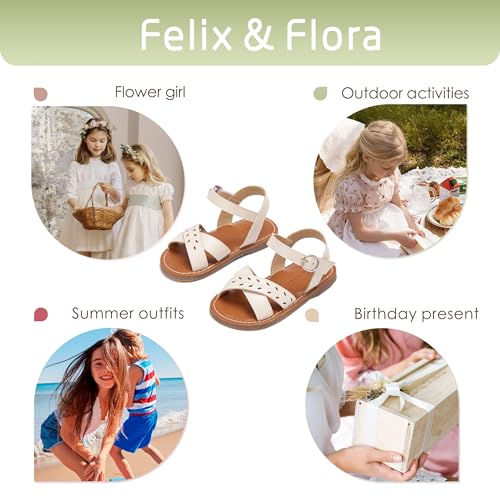 Image of Felix & Flora Toddler Girl Sandals - Little Girl Easter Dress Shoes Lightweight Open Toe Beach Holiday Flats