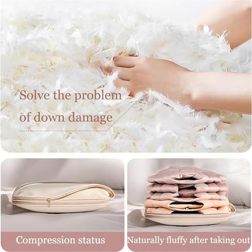 Space Saving Hanging Garment Bag with Self Compression Zipper, Space Saver Closet Organizers, Dust Cover Clothes Bags for Down Coat, for Closet Storage (Beige, (Medium+Large+X-Large)3Pcs)2