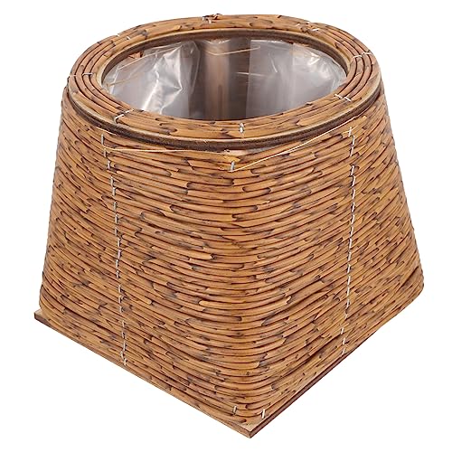 Happyyami Cesta Colgante Plantas Macetas Decorativas Cesta Tejida Cestas Cesta De Artículos Diversos Macetas De Ratán Contenedores Papelera Cesta para Cubrir Macetas Verter Light Brown Rota
