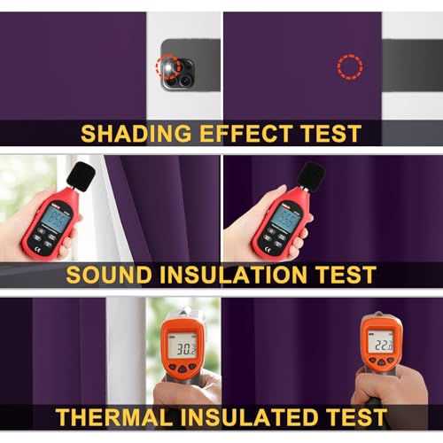 Image of Yakamok Purple 100% Blackout Curtains 63 Inches Long for Bedroom 50 inch Wide | Blackout Curtain Panels for Bedroom, 2 Thick Layers Grommet Top Thermal Insulated Drapes with White Back for Living Room