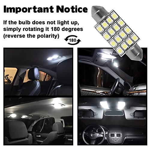 Partsam 10pcs 6000K White 41mm 42mm 43mm Festoon 16-3528-SMD LED Bulbs for Interior Lights Dome Map Trunk Cargo Area Lights 570 578 6413 12V Lamps - Thumbnail 4