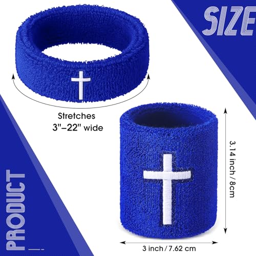 Image of Soulchen 4 pcs Cross Bicep Bands Wrist Bands Christian Arm Sweat Wristbands Absorbent Armband for Men Women Football Baseball Players Sports Activities Supplies