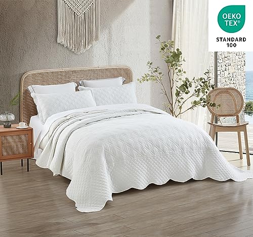 Image of HZ & HY Oversized King Bedspreads, Belgian Linen, White