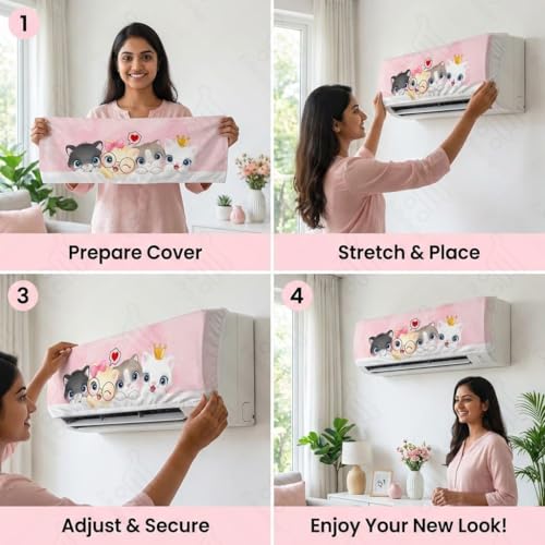 Image of Split AC Cover 1 ton, 1.5 ton to 2 Ton |Designer Digital Print Indoor AC Dust Cover | Stretchable Lycra Fabric | 38x12x9 Inch | Washable Polyester AC Indoor Unit Cover | Dust Dirt Resistant