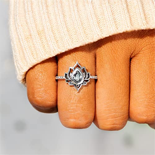 for Daughter No Mud No Lotus Ring, 925 Sterling Silver Lotus Flower Yoga High Polish Tarnish Resistant Zircon Inlaid Ring with Gift Box, Inspirational Jewelry Gift for Women Teens Girls (Red,US-7)4