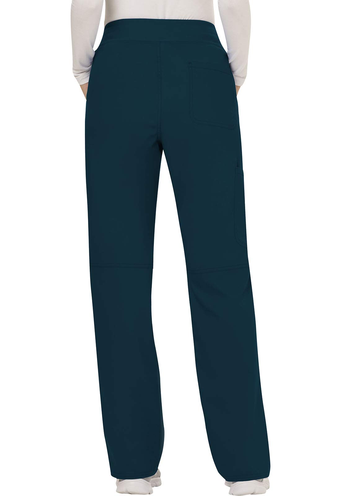 Cherokee Conjunto de uniforme médico para mujer, ajuste clásico moderno, WW610 con tiro medio, pantalón recto WW110, azul caribeño, talla M, pantalón alto