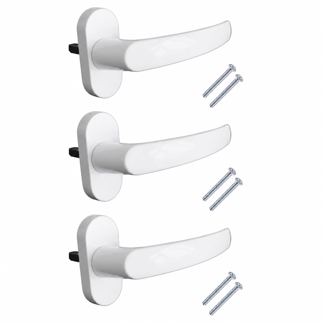 PVC Pencere Kolu 3 Adet – Plastik Cam Kolu, Evrensel Uyumlu, Vidalı Montaj, Dayanıklı Beyaz Pencere Açma Kolu