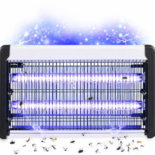 Lámpara Matamoscas Electrico, Antimosquitos 20W, Mata Moscas, Caza Insectos, Atrapa UV Lampara para Mata Mosquitos e Insectos, Control Multi-Insecto, Efecto 100 m².