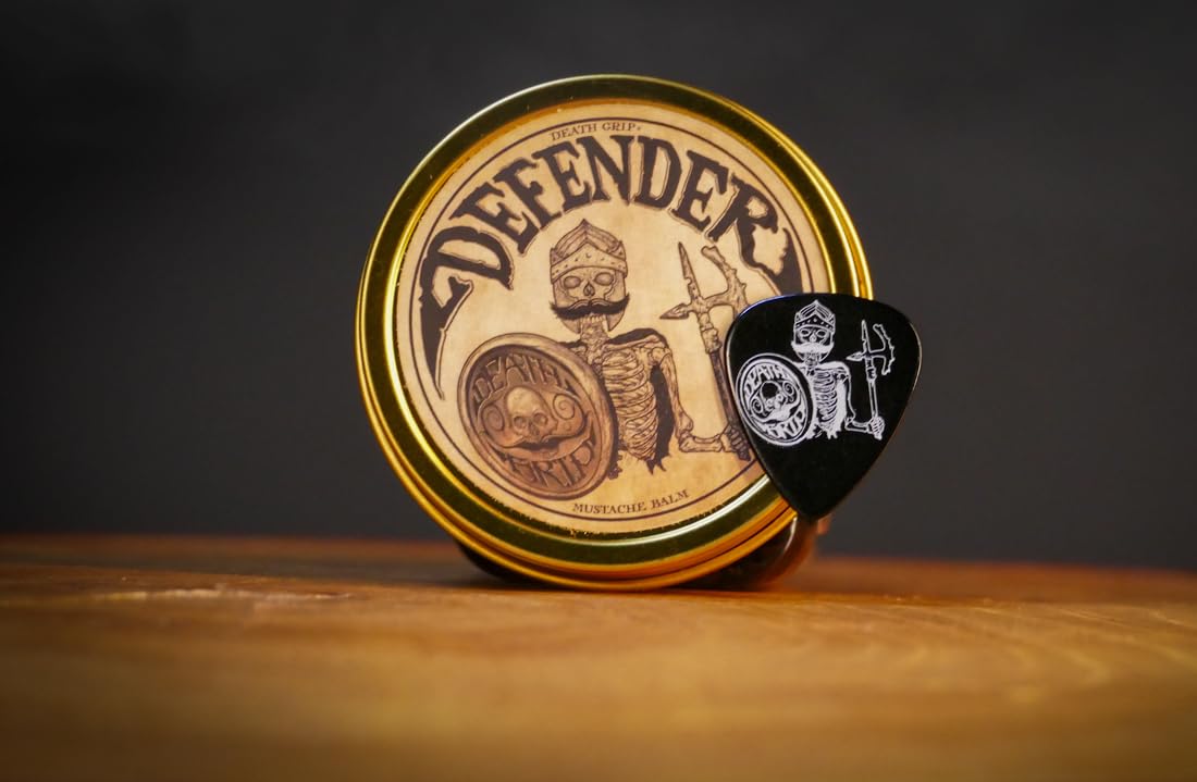 Mustache Balm Grooming Kit for Men | Light to Medium Hold Beard Wax 1oz | Natural Hair & Moustache Care Kit with Styling & Conditioning | Defender Balm By Death Grip