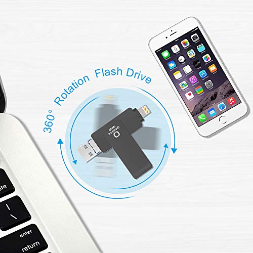 Flash Drive Compatible iPhone, Photo Stick 128GB Support iPhone, Memory Stick Photostick Mobile, Thumb Drive USB 3.0 Compatible iPhone/iPad/Android Backup OTG Smart Phone QARFEE Black - Thumbnail 3
