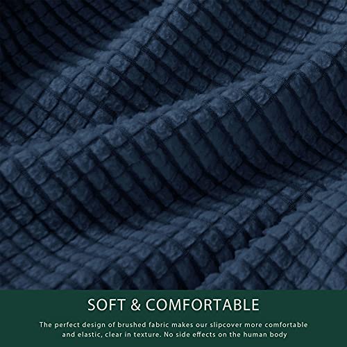 Chun Yi 1 Piece Stretch Sofa Slipcover Set For Couch And Loveseat, Sofa Cover Set For 2 3 Seater Settee, Small Checks Jacquard Fabric (Dark Blue, Covers For Sofa& Loveseat) #TOP3