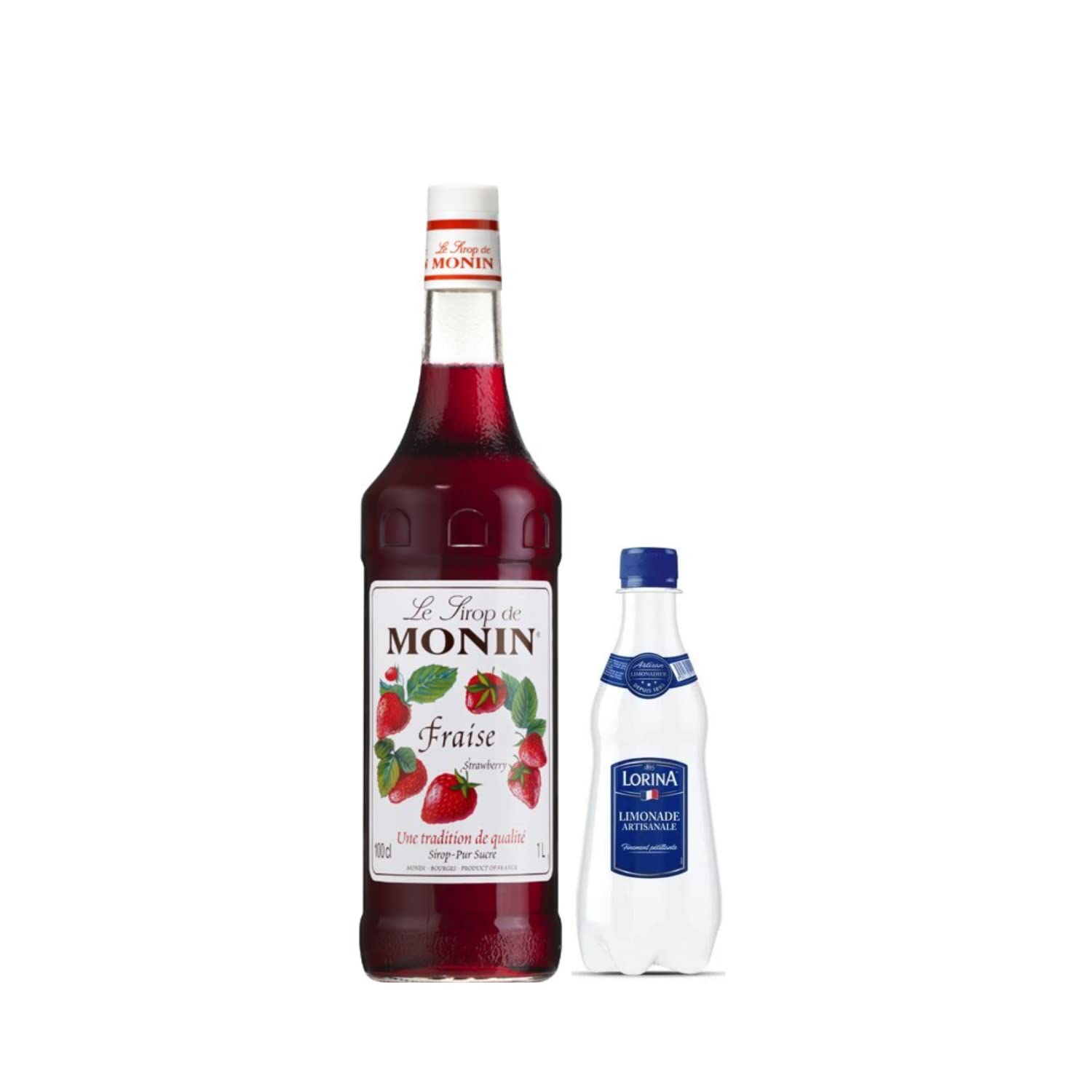 Set de almíbar y limonada: Almíbar - Fresa 1L – Limonada Lorina (24x42cl)