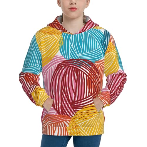 Colorful Wool Balls Kid Hoodies Boys Sweatshirts Girls Pullover with Pocket