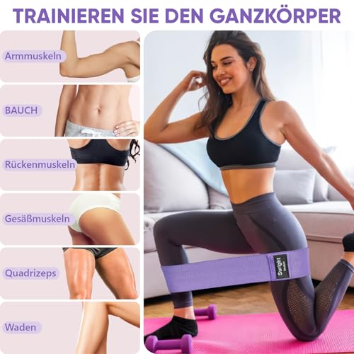 Bande Elastique Musculation en Tissu, Bande Elastique Fitness 3 Niveaux de Force, Elastique Sport pour Le Yoga/Pilates/Fitness/Squats/Pont fessiers – Image 6
