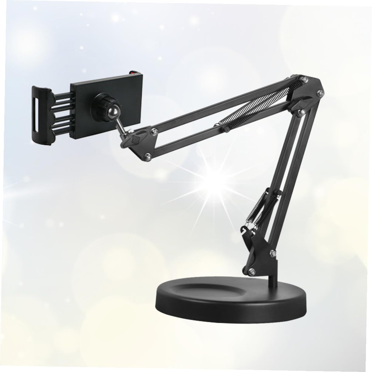 Didiseaon Soporte Móvil de Brazo Articulado Metálico con Base de Clip para Escritorio Giratorio Compatible con Teléfono y Tableta Soporte Multifuncional para Fotografía y Vídeo Negro